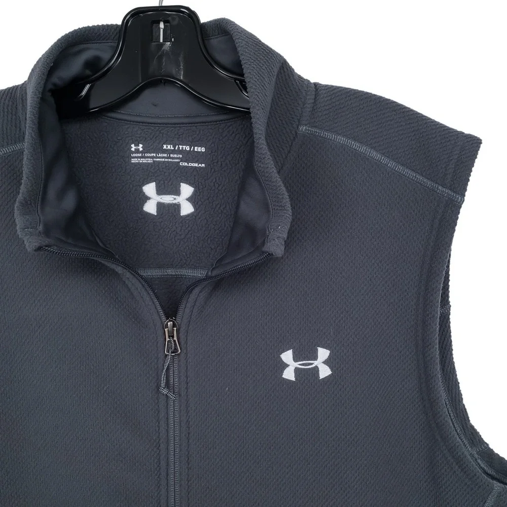 Under Armour Vest Mens XXL Grey ColdGear GOLF Full Zip Fleece